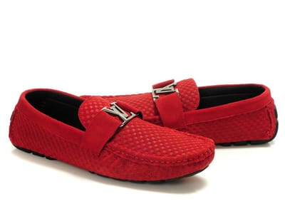 Louis Vuitton Men's LV Red Pane Leather Shoes 