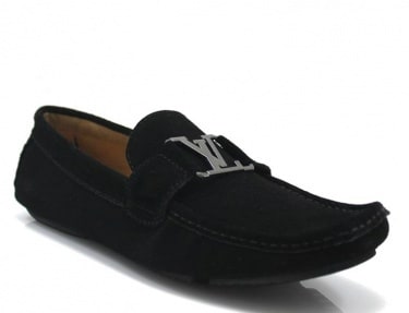 Louis Vuitton Mens LV Initials Velvet Black Shoes 