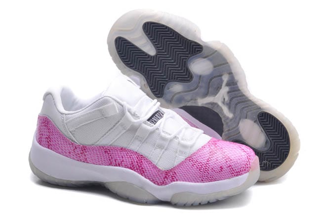 Michael Jordan Retro 11 Womens Low-Top White/Pink GS Basketball Training Shoes 