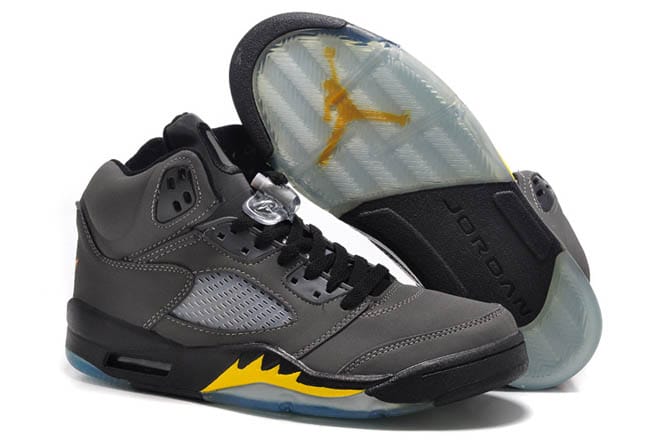 PE Oregon Ducks Away Nike Jordan Retro 5 Black Yellow Grey Men Size Sports Shoes