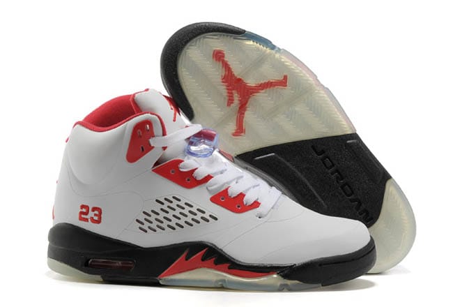 White & Fire Red - Black Nike Jordan 5 Women Style for Sale