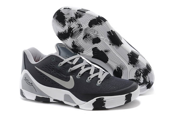 Brand Nike Air Zoom Kobe 9 Low EM Ash Grey White Black Mens Sports Training Shoe