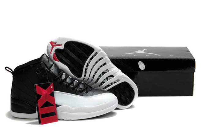 Black/White-Nike Jordans Men Shoes 12 Leather