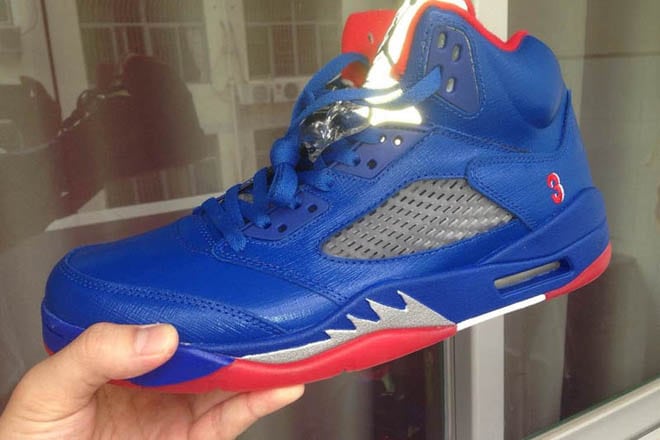 Mens AJ 5 Retro Chris Paul PE Nike Jordan Brand Game Royal/Metallic Silver with Gym Red Sports Trainers
