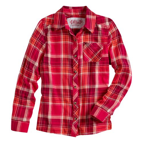 Mudd® Plaid Button-Front Tunic Top - Girls' Plus