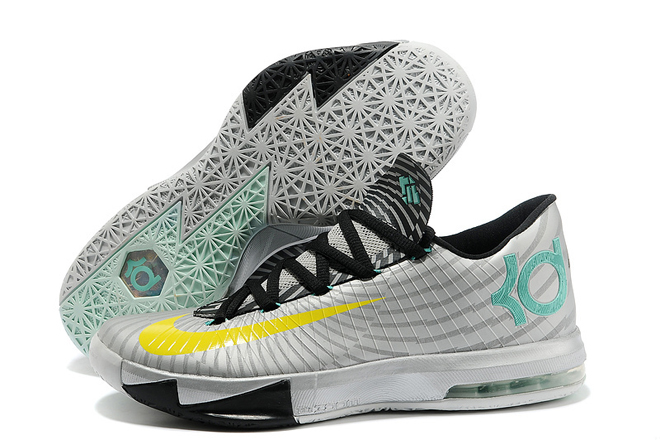 Kevin Durant 6 Basketball Shoes IN Grey Mint Gold Colorways