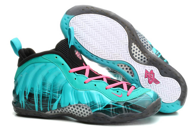 Mens Teal Black and Pink Colors Basketball Trainers 