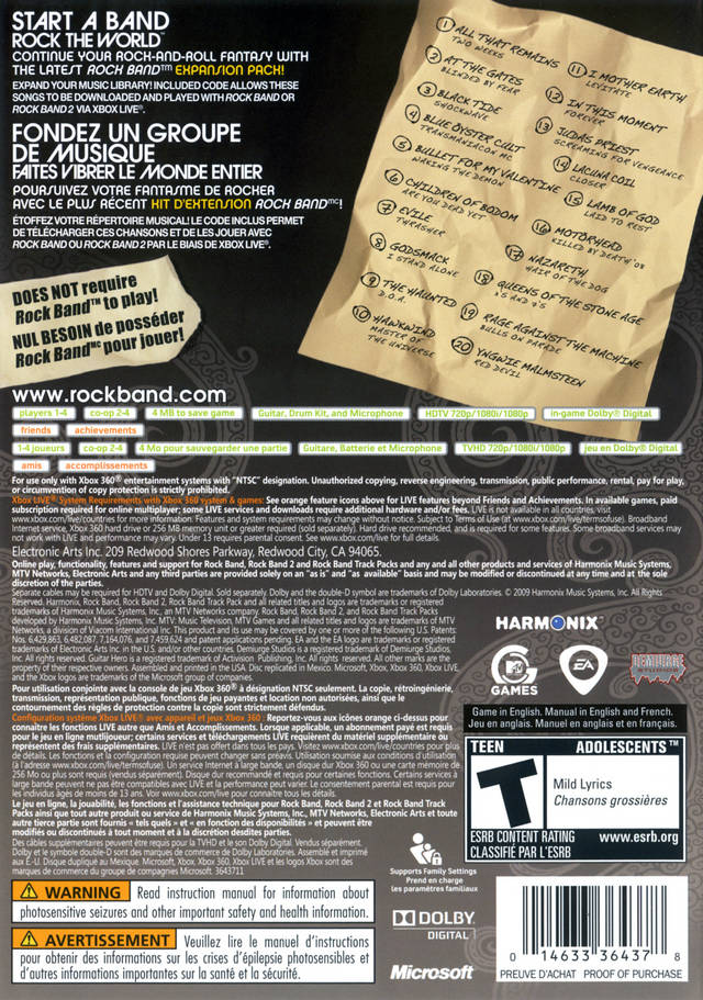 Rock Band: Metal Track Pack