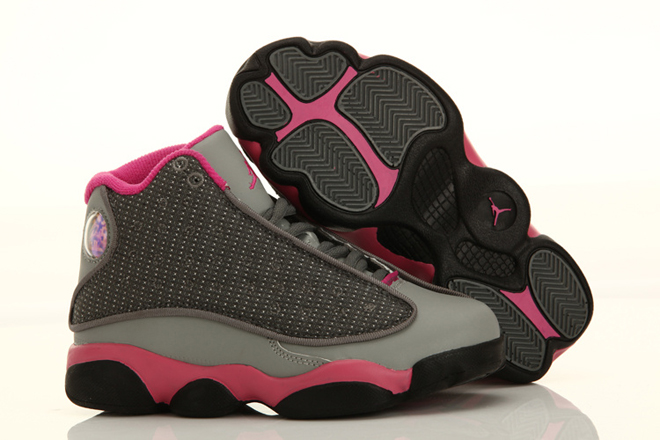 Nike Jordan 13 in Cool Grey - Pink color Kids Basketball Shoes on sale