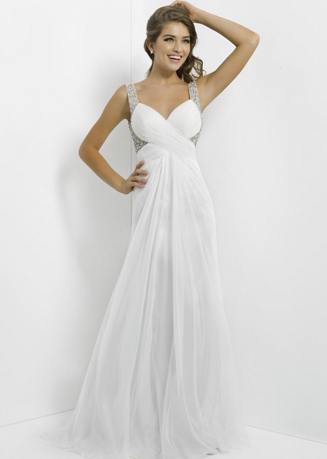 Blush 9728 White Crystals Sequined V Back V Neck cocktail Dress Blush 9728 White Crystals Sequined V Back V Neck cocktail Dress