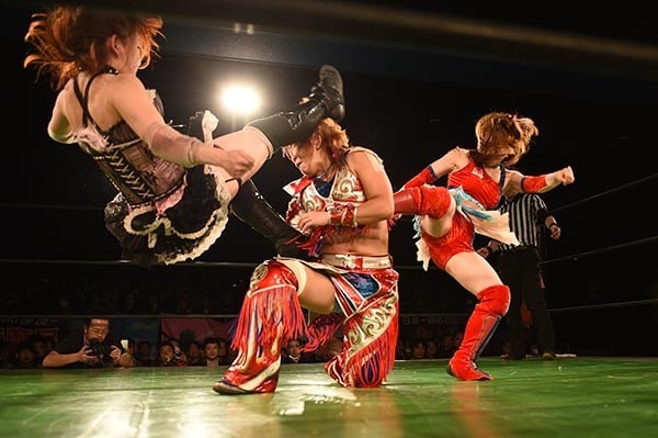 Aya Mizunami & Sonoko Kato vs. Miyako Matsumoto & Tsukasa Fujimoto (Mio Shirai Produce, 02/14/15)