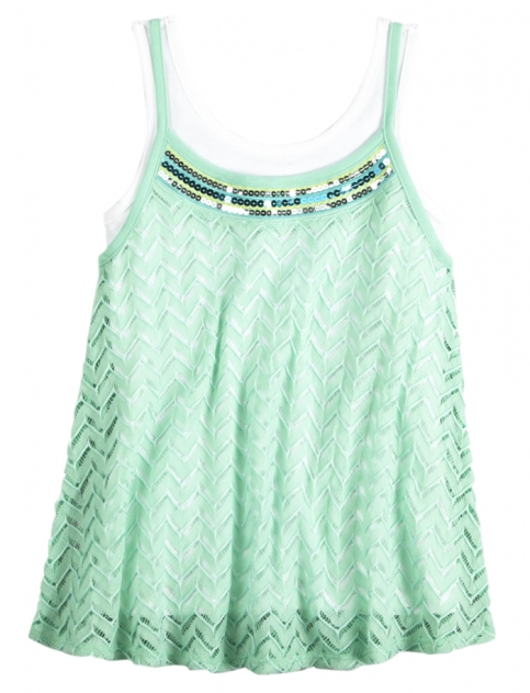 Embellished Lace Trapeze 2fer Tank