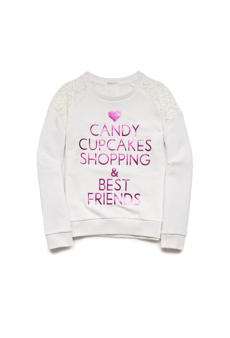 Lace-Paneled Metallic Graphic Sweatshirt (Kids)