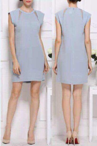 2015 Hottest Round Neck Short Sleeve Bcbg Navy Dress