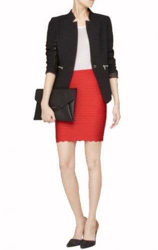Hot Sale Herve Leger Red Scalloped Trim Bandage Skirt