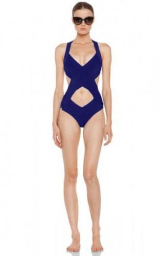 Hot Sale Herve Leger Blue Leona Cutout Swimwear