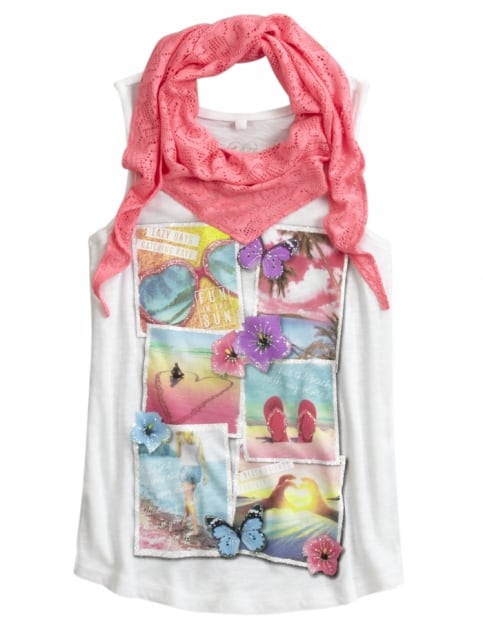 Graphic Tank With Scarf