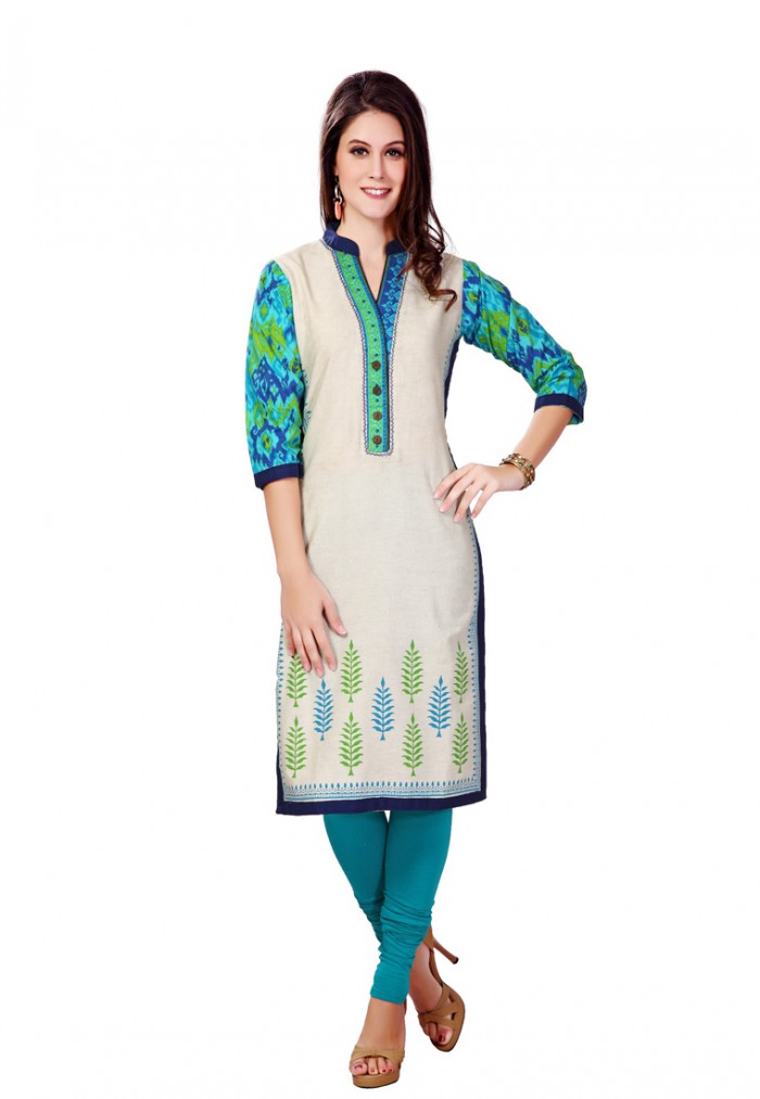Cream Color Fashion Designer Kurti Designs