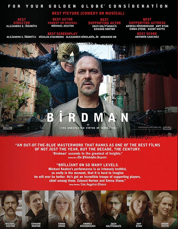 Birdman or (The Unexpected Virtue of Ignorance) (2014)