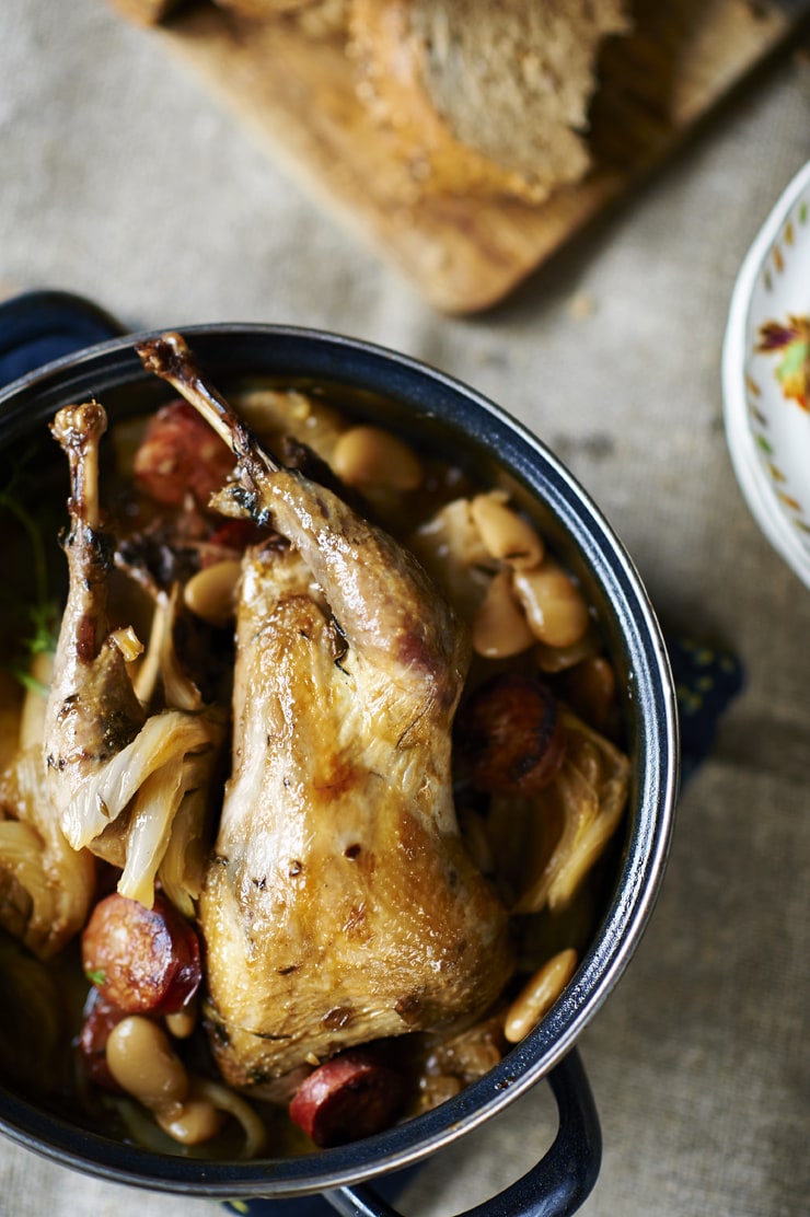 Pot-roast Pheasant with Chorizo, Butter Beans and Parsley