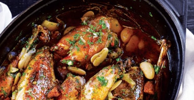 Pot-roast Pheasant with Chorizo, Butter Beans and Parsley