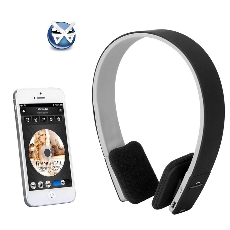 Black AEC Noise Reduction Wireless Bluetooth Headphones 3.0 Stereo Earphone, Adjustable Over-the-ear Headset, Built-in Microphone Volume Control, Compatible with any Bluetooth Enabled Devices -IOS Pho