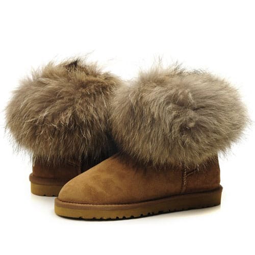 ugg fox fur mini boots