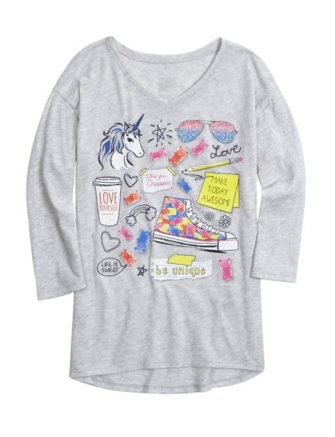 Printed V Neck Tee