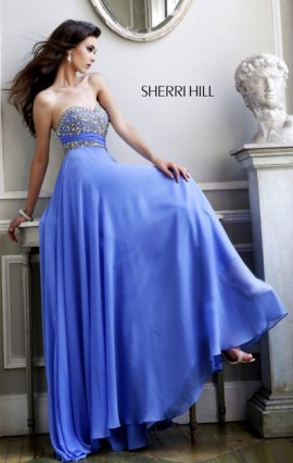 Beads Sherri Hill 3914 Sweetheart-Neck Periwinkle Discount Long Bodice Evening Gown [Sherri Hill 3914 Periwinkle] - $182.00