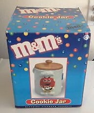 M&M's Cookie Jar Ceramic W/ Wooden Lid (Large)